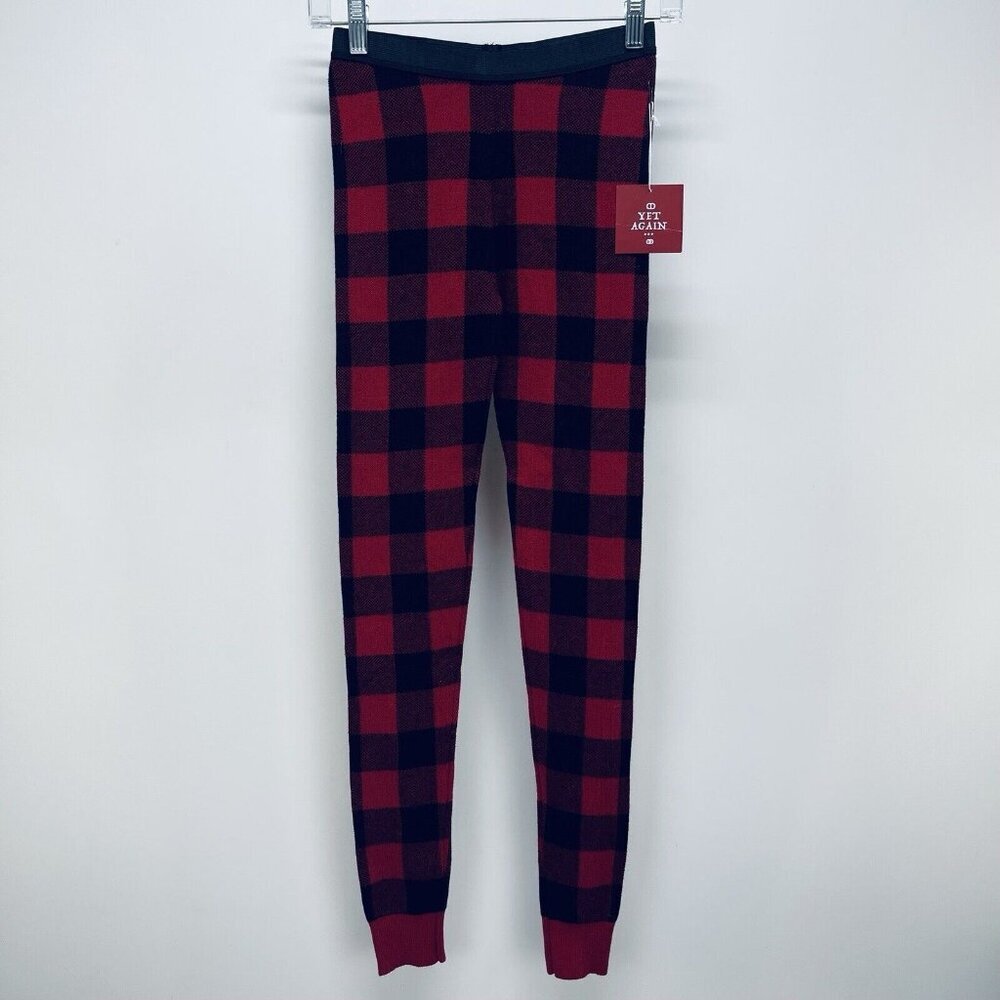 Yet Again Pajama Pants Size XS Women’s Plaid Curvy Fit Mid Rise Red Black New